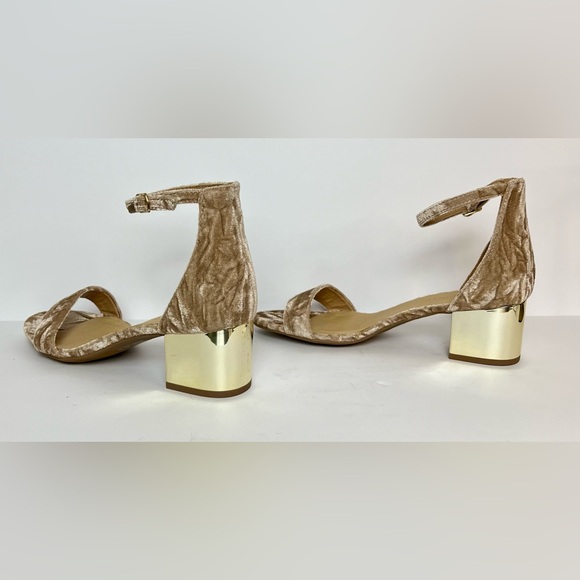 Sz 8.5 Crushed Velvet sandals w/Mirrored Gold Heels by CityClassified - Picture 4 of 7
